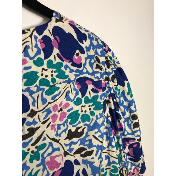 ba&sh Oleo Peplum Floral V Neck Top Blouse Womens Large Preppy Designer Feminine - Picture 8 of 10